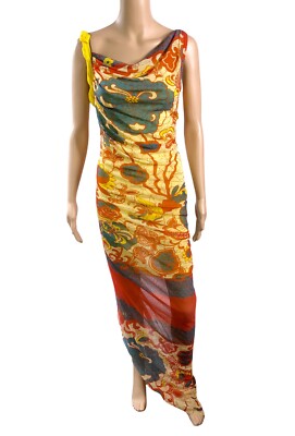 Jean Paul Gaultier Soleil Vintage Logo Sheer Mesh Ruched Maxi Evening Dress | eBay Jean Paul Gaultier Soleil Vintage Logo Sheer Mesh Ruched Maxi Evening Dress | eBay