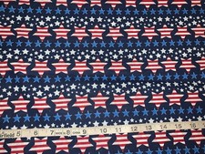 NEW Patriotic July 4th Stars Stripe 100 Cotton Fabric Sold by 1/2 Yard