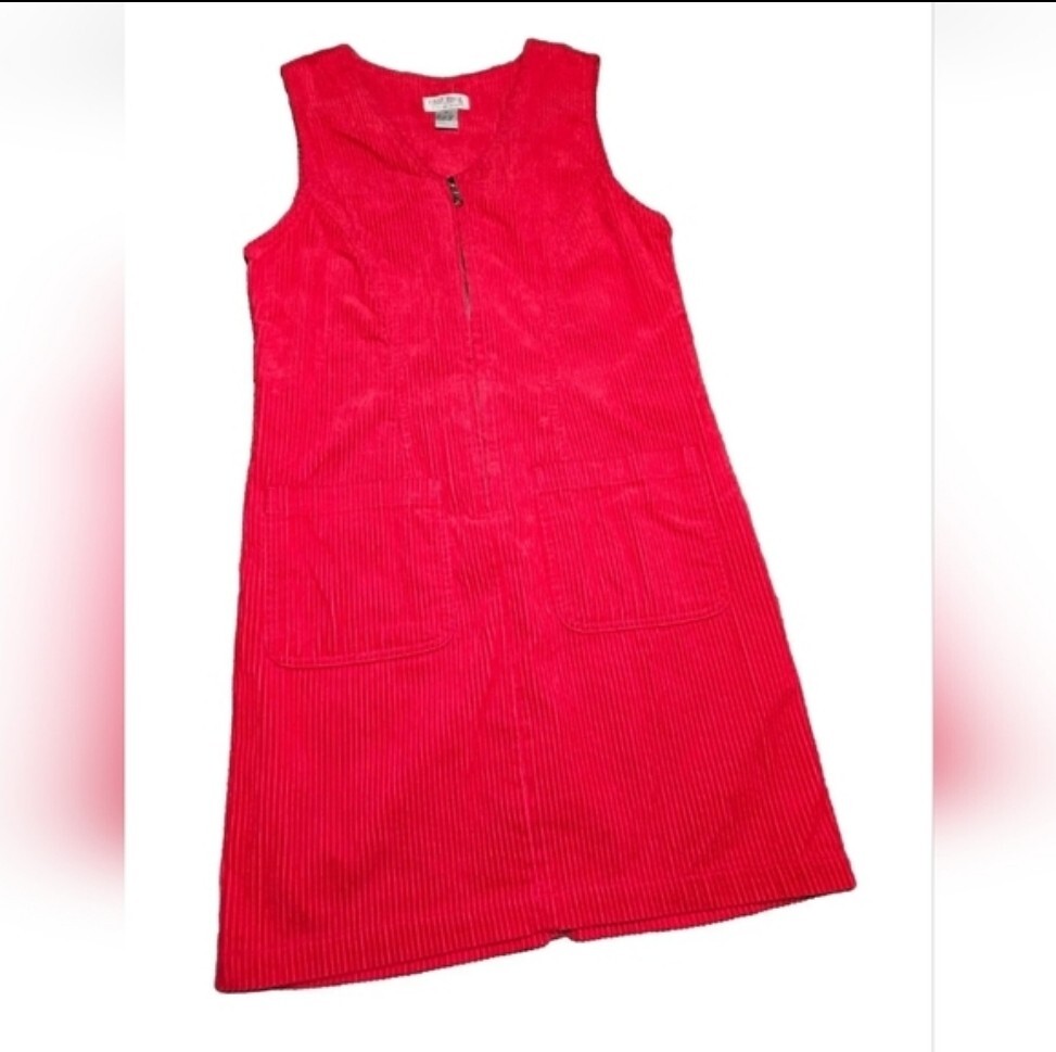 Vtg 90's Womens Size Red Corduroy Knee Length Front Pocket Zip