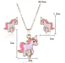 Einhorn Schmuckset – Halskette, Armband, Ohrringe & Ring Mit Regenbogen-Kristallen