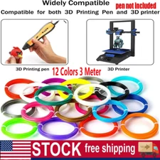 3D Pen Filament 323 Feet 12  Colors, 3D Printing Pen Refills PLA Filament