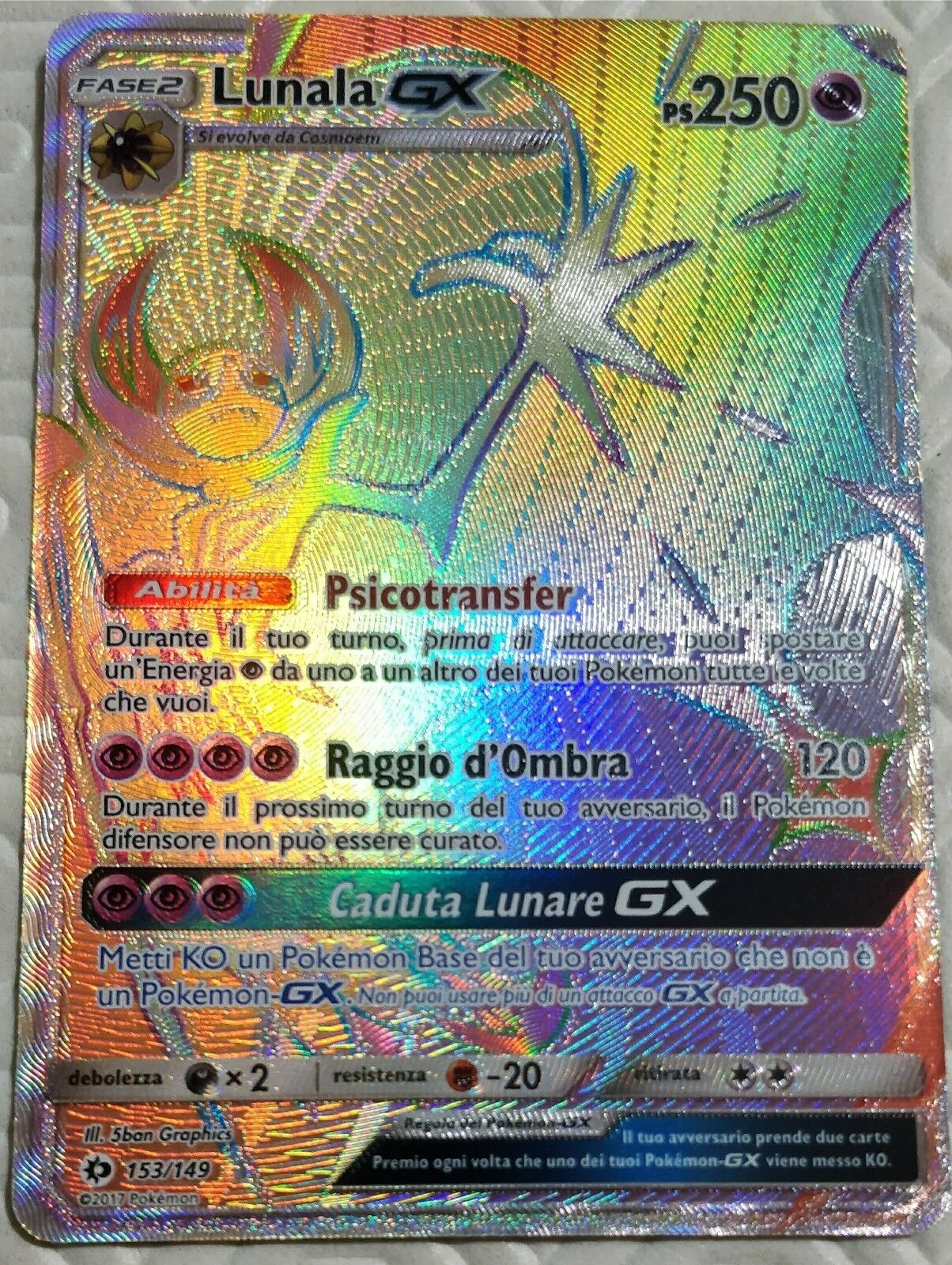 Mavin  LUNALA GX Pokemon card 153/149 RAINBOW FULL ART Sun and