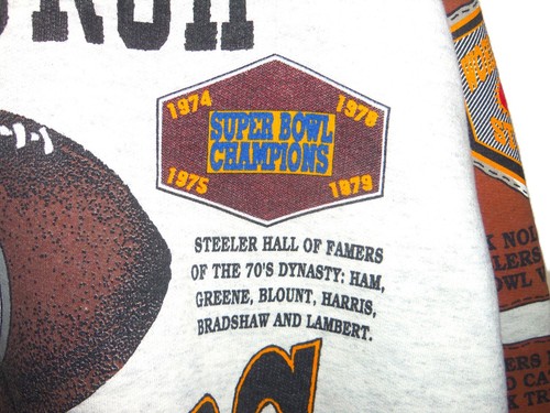SUDADERA VINTAGE AÑOS 90 PITTSBURGH STEELERS NFL 1992 LONG GONE HOMENAJE AOP ¡RARA! - Imagen 8 de 10