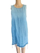 Bella Dahl Womens Sleeveless Blue Denim Dress Knee Length Side Pockets XS