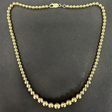 18K Yellow Gold Over Sterling Silver Beaded Graduated Ball Necklace Hollow 18"