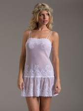 NWT 104: Hanky Panky Scroll Mesh Lace Bridal Collection Chemise in White Sz: S