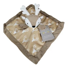 11" Levtex Baby Deer Lovey Plush Security Blanket Buck Antlers Reindeer Brown