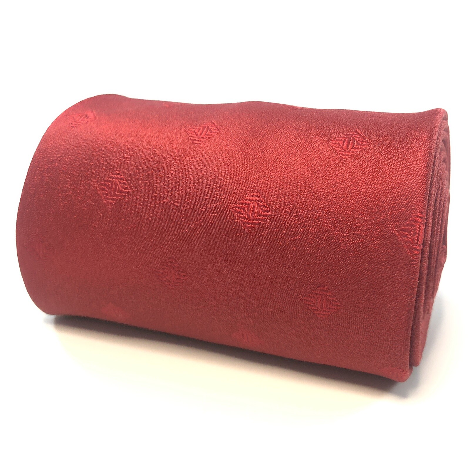 Red Solid Neck Tie Geometric Jacquard Pattern 58.… - image 8