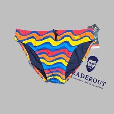 Speedo Men vibrant orange print swim Brief bikini Swimwear size 30 32 34 36 38