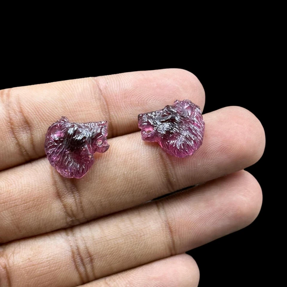 Natural Tourmaline Tiger Carved Loose Gemstone For Jewelry Making Tiger Carving - Image 2 of 4