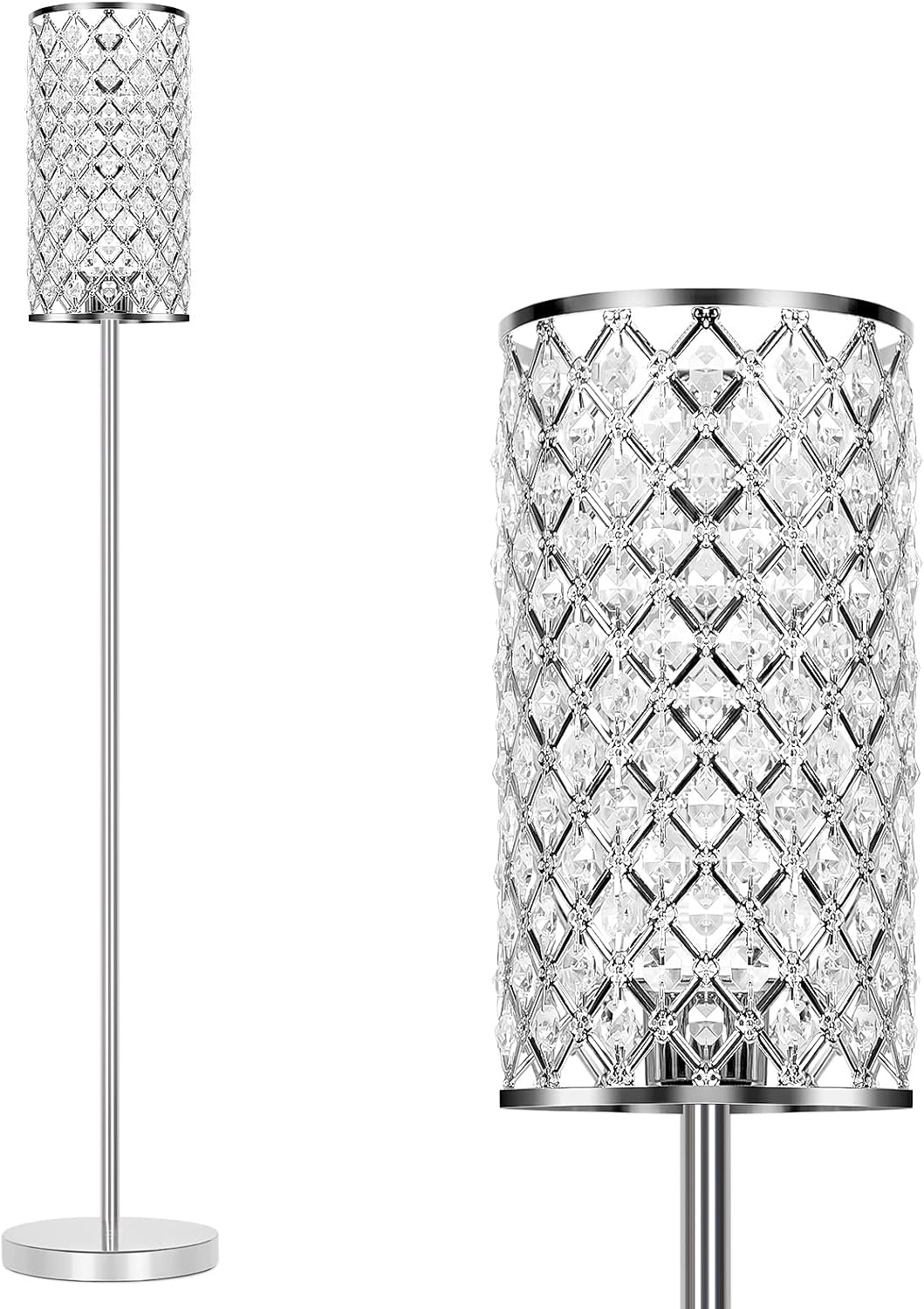 Modern LED Crystal Floor Lamp with Elegant Shade for Stylish Lighting