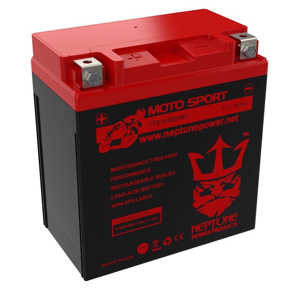 YTX16-BS High Performance Maintenance Free Sealed AGM Motorcycle Battery