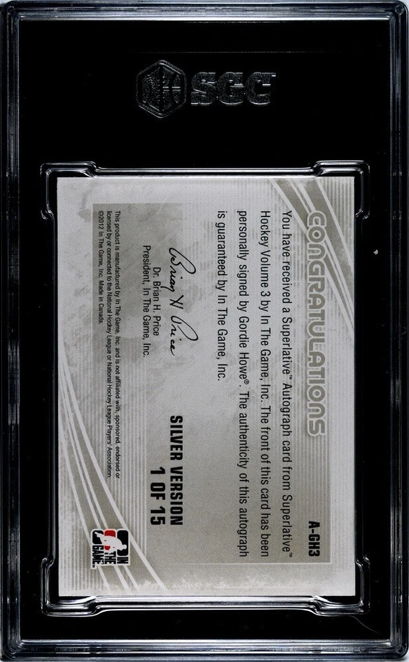 2012-13 ITG Superlative Volume 3 Silver /15 Gordie Howe #A-GH3 SGC 9 MINT Auto - Image 2 of 2