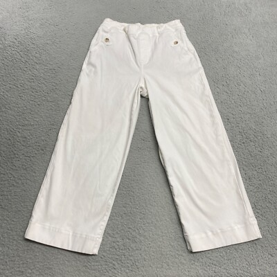 Spanx Twill Cropped Pant Women Medium White High Rise