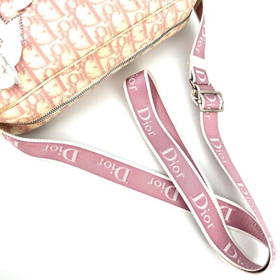 DIOR trotter shoulder bag stonelogo flower pink white canvas DIOR trotter shoulder bag stonelogo flower pink white canvas