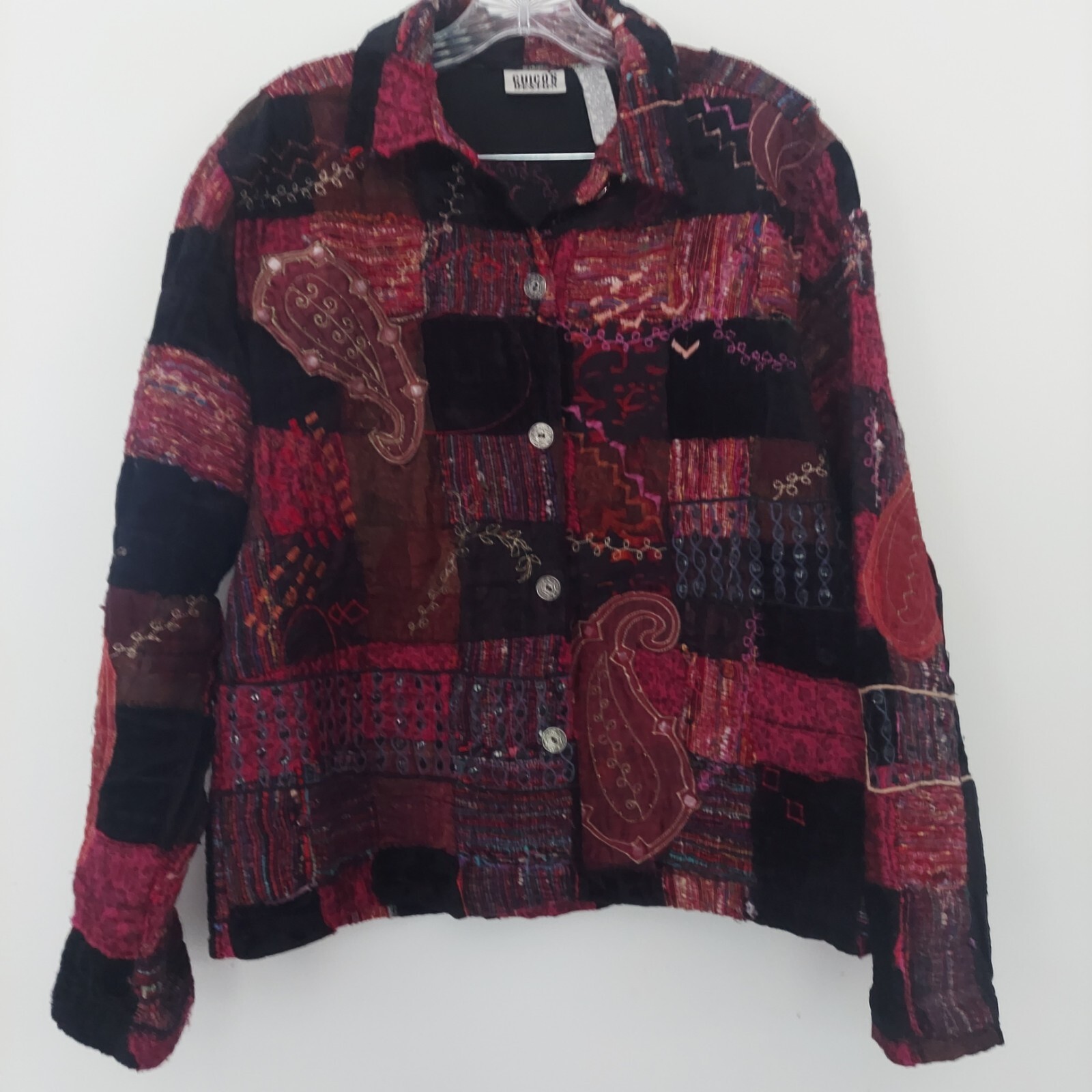 Chicos Patchwork Coat Tapestry Jacket Size 2 Medi… - image 2
