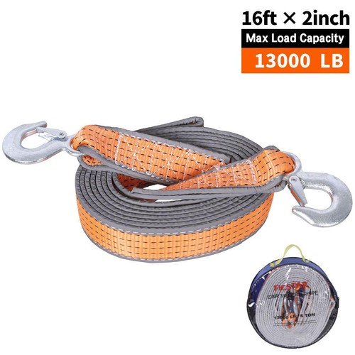 Tow Strap with Hooks 20Ft Recovery Strap 13,000LB Break Strengthened