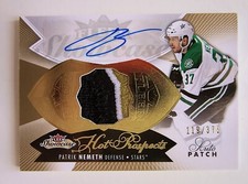 PATRIK NEMETH Rookie Patch Autograph Card/375- 2014 Fleer Showcase Hot Prospects