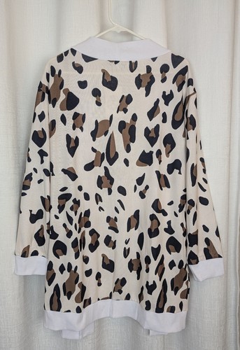 Cardigan aperto donna XL fioritura floreale stampa animalier nero bianco marrone - Foto 3 di 9