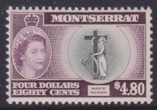 (F178-38) 1953 Montserrat $4.80 QEII DII Colony stamp MH (AM)  (v)