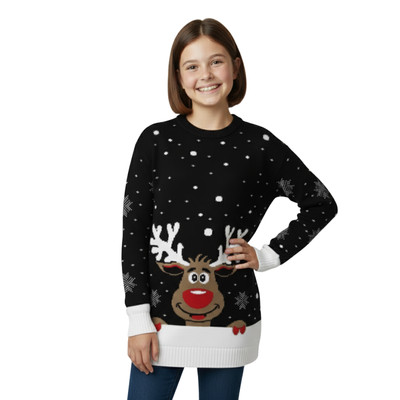 Mädchen Xmas Rentier Pullover Kinder Strick Unisex Jungen Weihnachtspullover Pulli