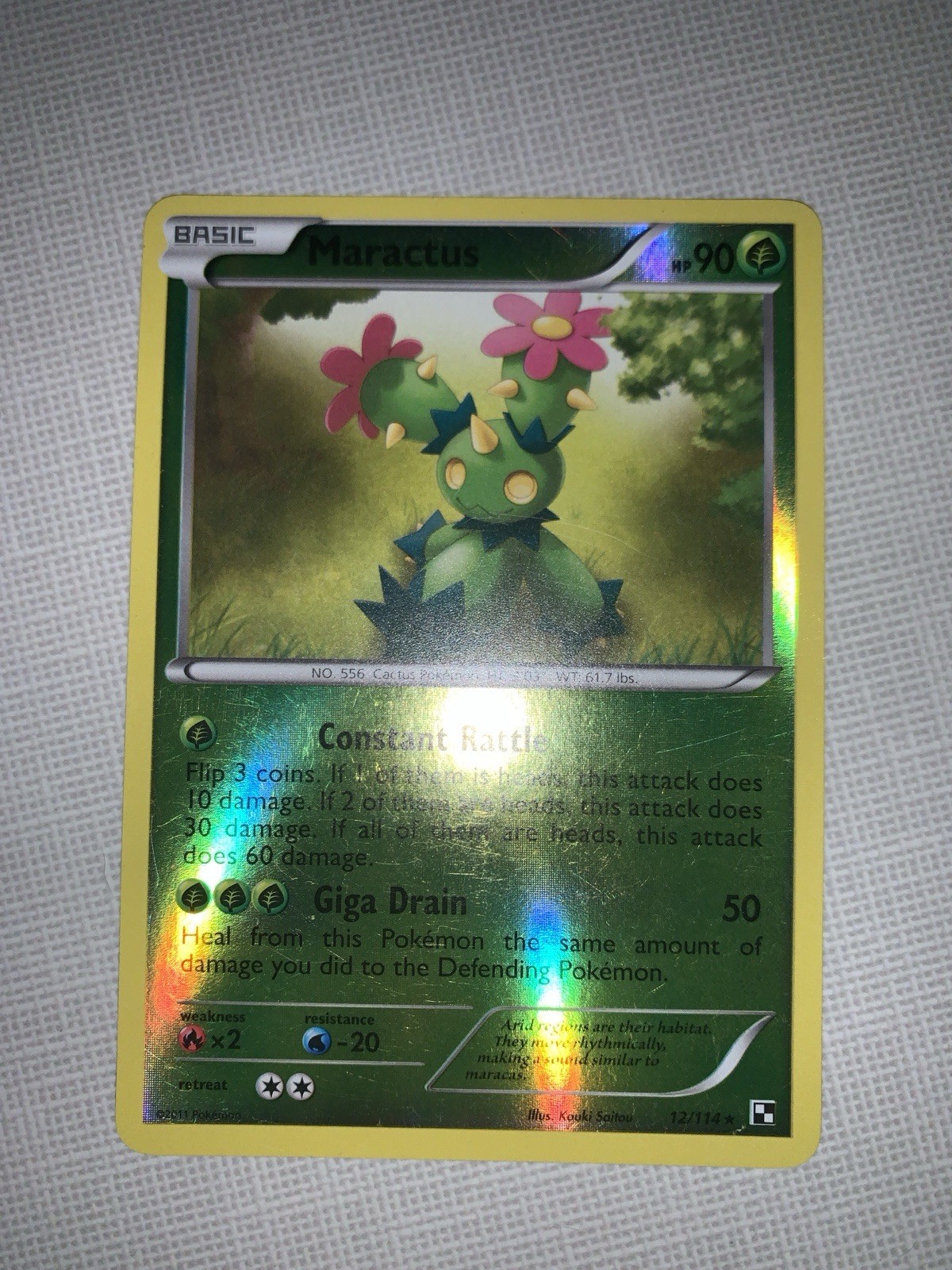 Pokemon Card - Maractus 12/114 Black & White Rare Reverse Holo Lightly Played