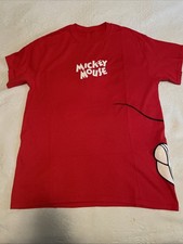 Vintage Rare Red 90s Mickey Mouse wrap around print shirt Size Large