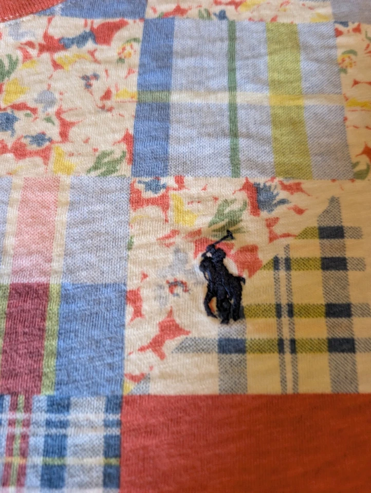 polo ralph lauren women dress Large shirt picnic patch blue cotton - Image 4 of 4