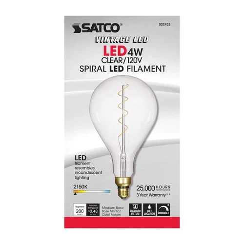 4W PS52 LED vintage style - Clear - 25000 Average rated hours - Medium Base - 12 - Picture 2 of 8