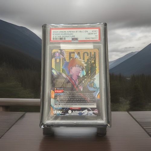 Union Arena Bleach Ichigo Kurosaki SR 3 Star Signed Foil UE01BT/BLC-1-041, PSA10