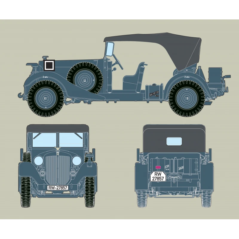 Modellino Macchina Horch V8 Tipo 830r Kubelwagen RODEN 825 1:3 5 Char Per - Immagine 4 di 4