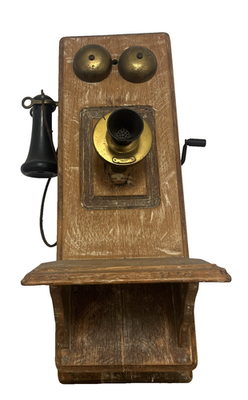 Antique Western Electric Oak Wooden Crank Wall Telephone Early