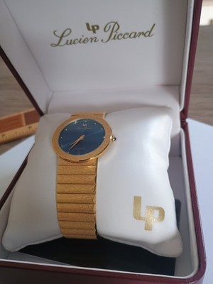 Lucien Piccard Herrenuhr goldfarben blaues Zifferblatt Quarz