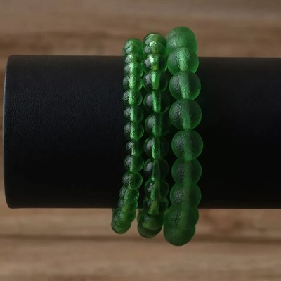 Czech Moldavite Bracelet   Raw Green Meteorite Crystal 8mm Beads | Energy Healin