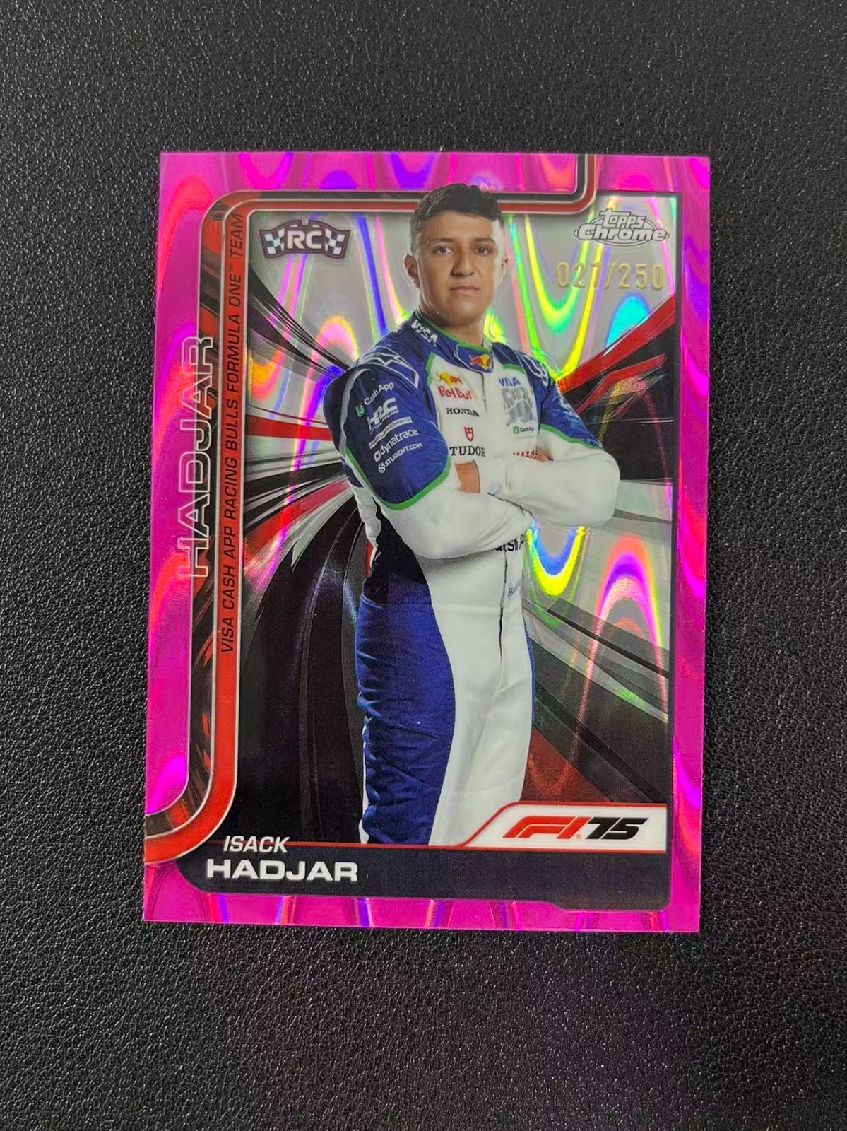 2025 Topps Chrome F1 Isack Hadjar RC Pink RayWave 27/250 #12 LZC