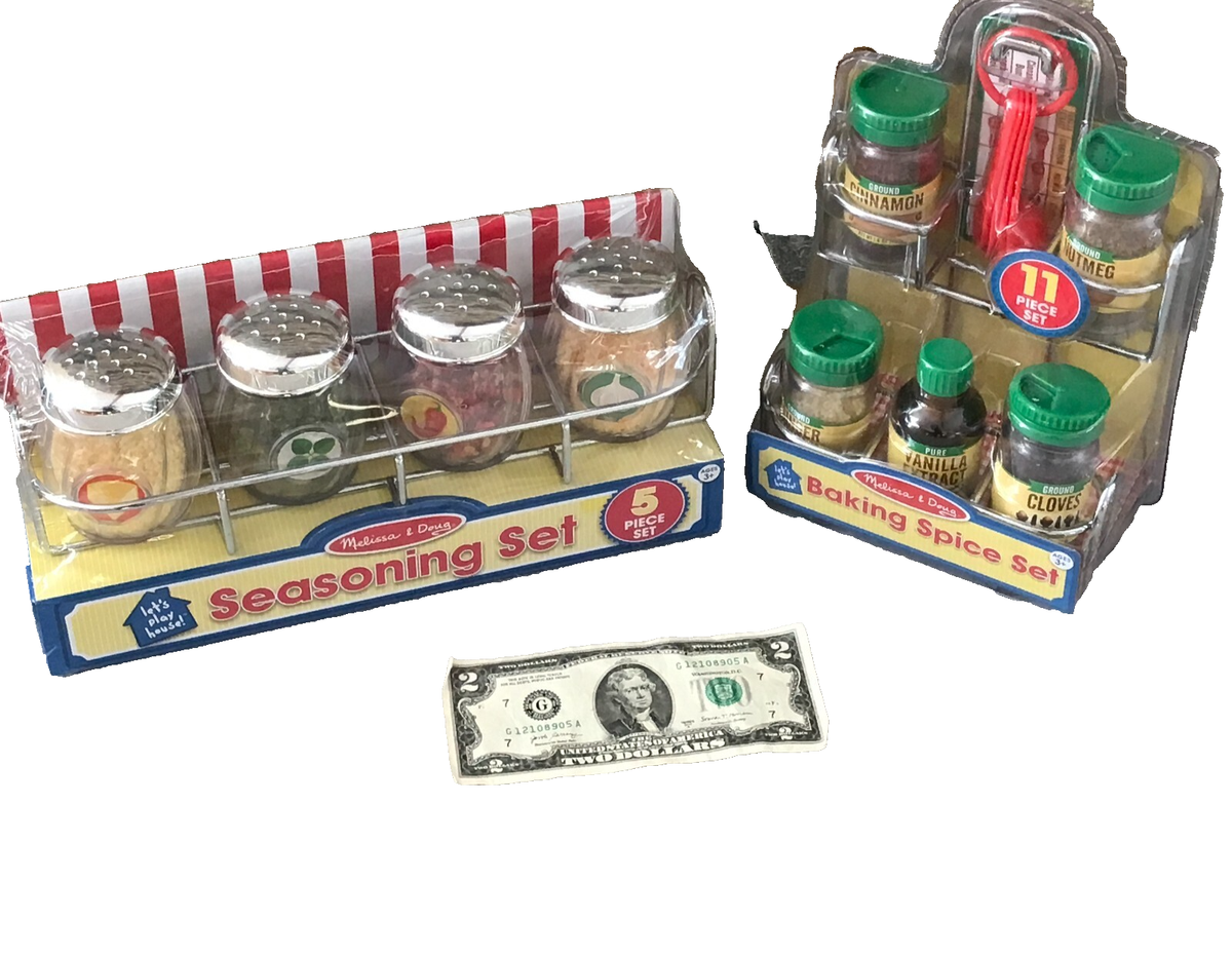 MELISSA DOUG FOOD PLAY ✿ BAKING SPICE & SEASONING SET~ 2 SETS