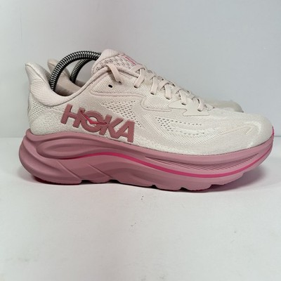 Hoka Clifton 10 Women s Size 9.5 Rose Pale Pink Athletic Running Shoes Like New