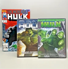Incredible Hulk DVD + Comic Book Lot • 2003 + 2008 Films • Marvel Reprint #333