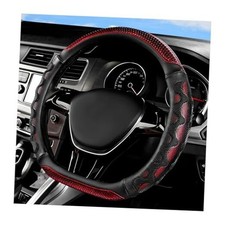 Car Steering Wheel Cover, 15 Inches Leather Comfy Grip Steering Wheel Red