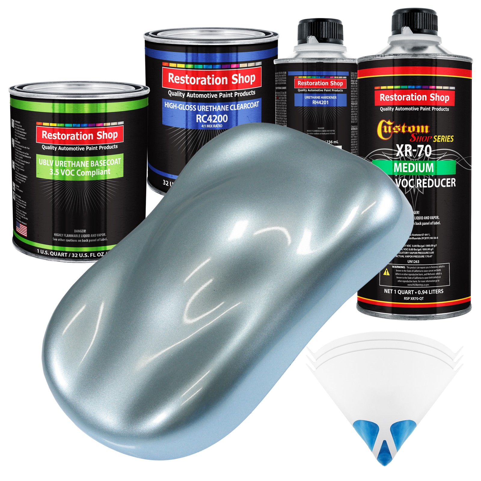 Ice Blue Metallic Quart Kit Low VOC URETHANE BASECOAT Car Auto Body Paint Kit