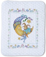 Design Works Crafts Tobin, 34" x 43" Stamped Baby Quilt, Bunny,Cross Stitch Kits