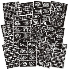 302pcs Temporary Tattoo Stencils, 12 Sheets Henna A4, Variable, Multicolor