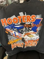 Vintage 90s Hooters NASCAR Racing Asphalt Assault Rick Mast T Shirt size LARGE