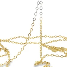 Flat Romb Cable Chain | Gold Plated Over Brass Chain | Electro Plated. Size: 2.9
