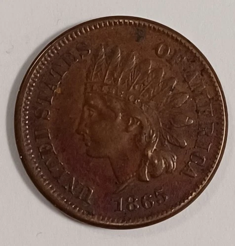 About Uncirculated 1865 Fancy 5 Indian Head Cent
