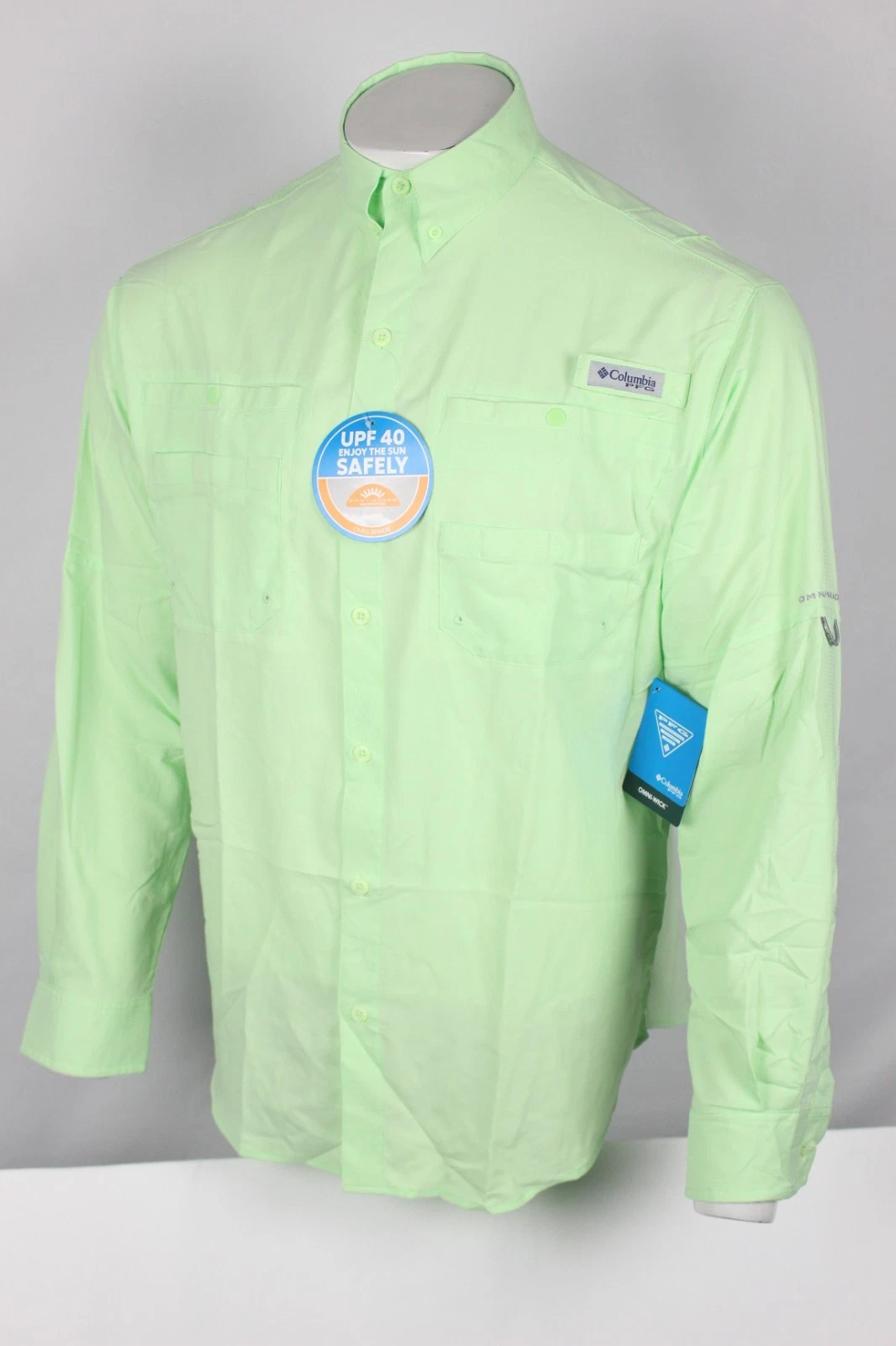 Columbia PFG Mens Tamiami Long Sleeve Button Shirt Green FM7253 372