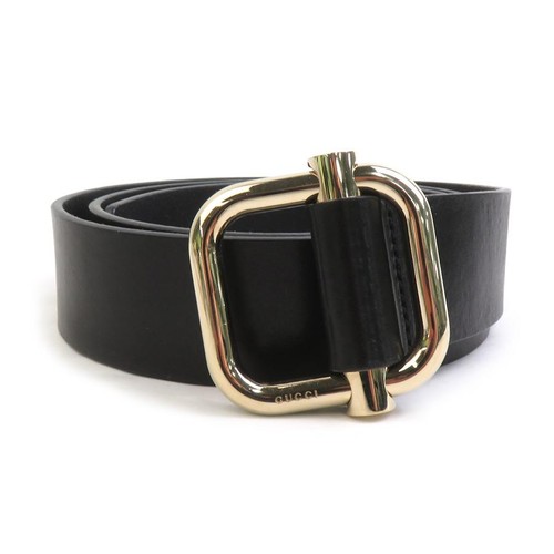 Used GUCCI belt leather/metal black/light gold