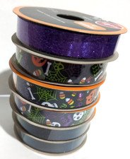 6 Assorted HALLOWEEN Ribbons NEW 4 Yards Each