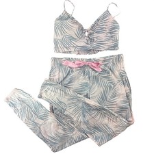 Victoria's Secret Pajama Set Womens M Pink Bralette Joggers Cotton Luxury Lounge