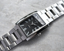 Seiko Black Dial Men’s Watch Tank Quartz Date Steel Bracelet 100M SXD275P